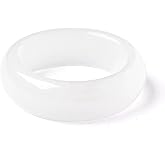 YMHOP Green Natural Jade Rings Good Luck Jewelry Natural White Jade Ring for Women Men Unisex with Gift Box