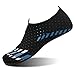 L-RUN Men Women's Barefoot Skin Shoes Quick-Dry Water Shoes for Beach Pool Surf Yoga Exercise Black Blue (L(W:8.5-9,M:6-6.5)=EU39-40