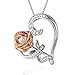 SNZM Love Heart Pendant Necklace for Women Valentines Day Rose Flower Jewelry Gifts for Mom Wife Girlfriend