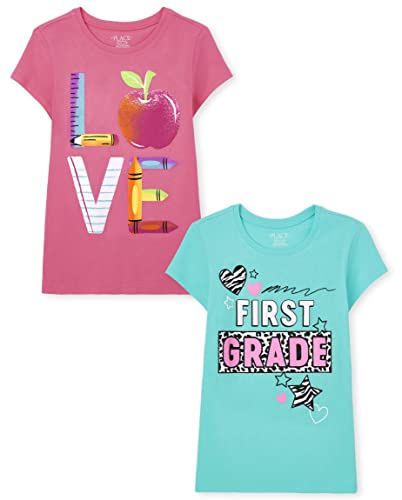 The Children's Place,Girls,School Days Short Sleeve Graphic T-Shirts,Multipacks…