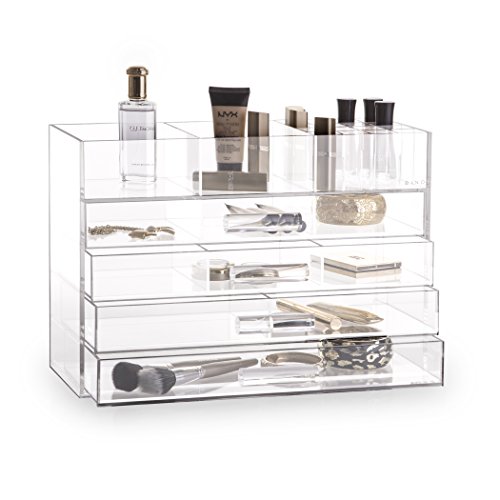 BINO Acrylic Jewelry and Makeup Chest Organizer with 4 Divided