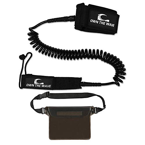Own the Wave Premium Coiled SUP Leash 10 Foot SUP Paddle Strap and