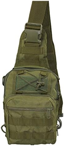 Outdoor Sling Chest Bag Multifunctional Camouflage Military Shoulder Crossbody Backpack Bag Oxford Waterproof Male and Female Sports Bag for Casual Camping (Army Green)