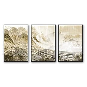 3 Piece Framed CanvasWall Art for Living Room, Bedroom Golden Waves Canvas Prints for Modern Home Decoration Ready to Hang - 16"x24"x3 Panels