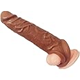Super 9 inches Soft Bigger Sleeve Extender Sheath for Men Male Enhancement Extension Sleeve Massage (Brown)