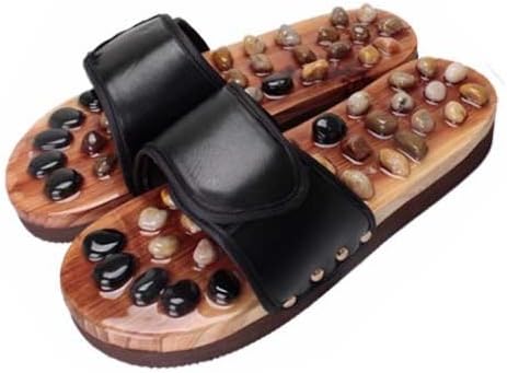 Pebble Pressure Massage Slipper for Women Black Color 250mm(US Women Size 8)