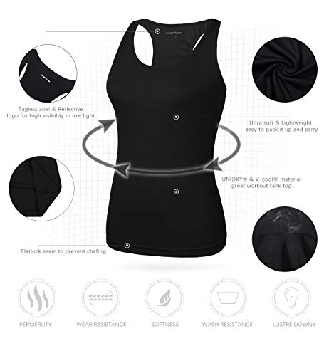 Fastorm Women's 2 Pack Running Tank Tops for Women Active Racerback Dry Fit Tank Top Black-White M