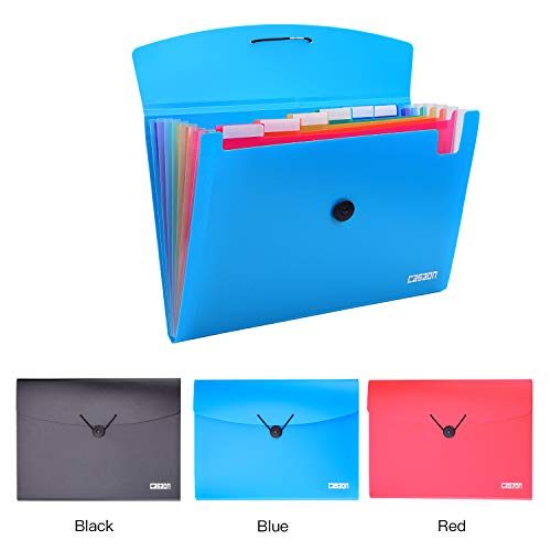 7-Pocket Expanding File 3pcs, Plastic Expandable File Folder - Black&Blue&Red