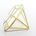 Handmade Gold Open Glass Geometric Terrarium Brass Diamond Succulent Fern Moss Plant Display Container Balcony Small Planter Indoor Centerpiece for Coffee Tabletop Decoration (NO Plants)