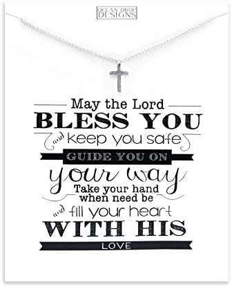Silver Cross Pendant Necklace with scripture quote, Christian Necklace, Cross Pendant, 18" with 2" Extender Chain, Silver Plated by Ocean Drop Designs