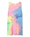 Women's Summer Sleeveless Tie-dye Round Neck Rainbow Long Top Mini Dress (XL) Multicolor X-Large