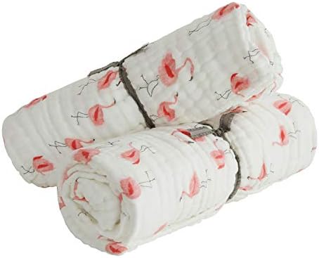 Flamingo Baby Bath Towel Natural Soft Muslin Cotton Set of 2 Absorbent Quick Dry Bathroom Towels for Babies and Adults Hypoallergenic Breathable Baby Blankets 45 x 45 inch