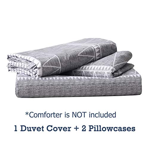 M&Meagle Bohemian Duvet Cover Grey,100% Lightweight Brushed Microfiber Bedding Set with Zipper & Corner Ties for Women & Men's Bedroom-Queen Size(3Pcs,1 Duvet Cover 2 Pillowcases)