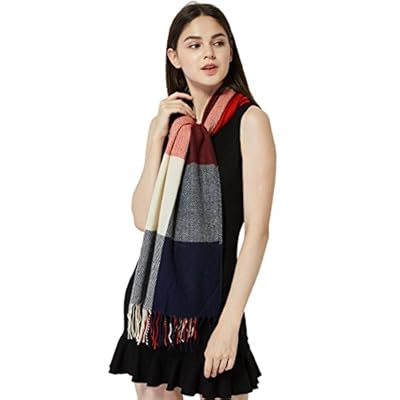 Womens Long Tassels Plaid Blanket Scarf, Fashion Scarf, Big Grid Scarf-Best Christmas Gift