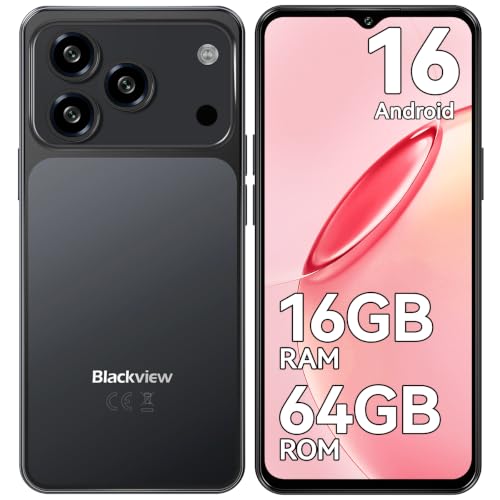 Blackview Wave 7C Mobile Phone for Android 16, 16GB + 64GB, Black | 6.56" Screen Smartphone Cheap, Battery 5000mAh Phone, Camera 32MP+13MP, 4G Dual SIM, 3 Slot, Face ID, IP54, 0.3cm Jack