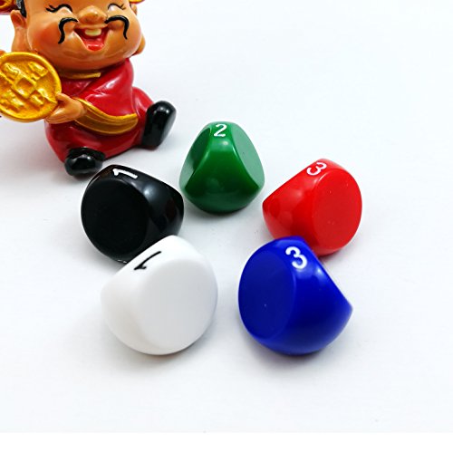 Bescon New Style Polyhedral Dice 3-sided Gaming Dice, D3 die, D3 dice, 3 Sides Dice, 3 Sided Cube, 5 Assorted Opaque Color