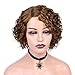 FAVE Short Curly Bob Wigs 100% Brazilian Virgin Human Hair Wigs for Black Women Honey Blonde Pixie Cut Lace Part Wig Glueless Bob Wigs Human Hair Pre Plucked(30#,8 Inches)