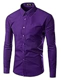 Mada Mens Casual Long Sleeve Business Dress Shirt Solid Color Slim Fit Shirts