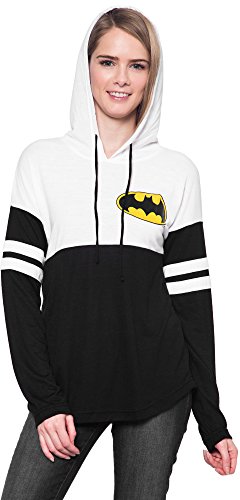 DC Comics Junior Hoodie T-shirt Logo Print Long Sleeve Top (Batman, Small)
