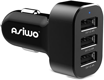 Asiwo 3 USB Car Phone Charger,Smart Charging 7.2A/36W Car charger adaptor for iPhone X 8 7 6S 6 Plus, Samsung Galaxy S8 S7 S6 Edge, Note 8 5 4, LG G6 G5 V20, HTC, Nexus 6P, Pixel, iPad, Mp3 and more