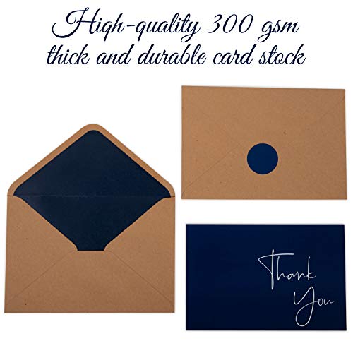 100 Navy Blue Thank You Cards with Envelopes & Stickers Classy Thank