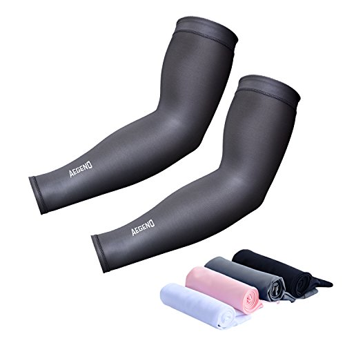Arm Sleeves Large Grey Aegend Cool Arm Sleeves UV Protection for Men Women Youth Arm Warmers for Cycling Golf Baseball Basketball Tattoo Cover Elbow Sleeves