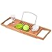 Giantex Bamboo Bathtub Caddy with Extending Sides, Bamboo Bath Tray with Extending Sides, Reading Rack, Wine Glass, Book and Tablet Holder