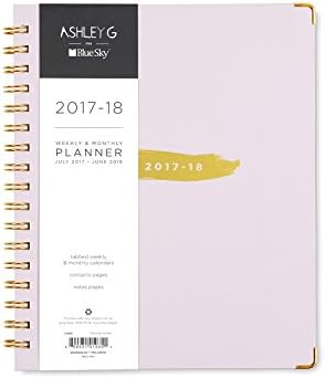 Ashley G for Blue Sky 2017-2018 Academic Year Weekly & Monthly Planner, Twin-Wire Bound, 7" x 9", Pink Soft Cover (101935)