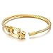 COOLSTEELANDBEYOND Stainless Steel Gold Color Twisted Cable Anchor Shackles Bangle Bracelet for Women Men
