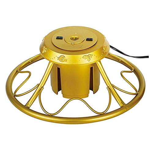 Home Heritage Rotating Christmas Tree Stand with Plug for Trees up to 9 Feet Tall, Gold