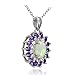 GemStar USA Sterling Silver Ethiopian Opal, African Amethyst & White Topaz Oval Flower Necklace