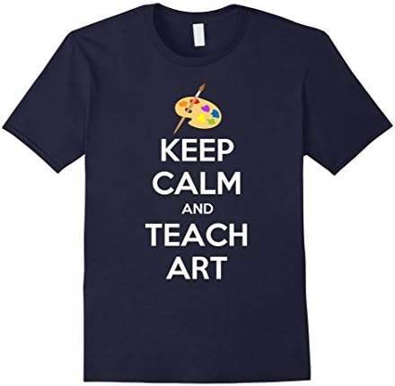 Men's Keep Calm And Teach Art T-Shirt Large Navy