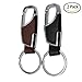 2-Pack Stainless Steel Key Chain with Leather Heavy Duty Home Office Car Keychain with Key Ring Key Holder for Men and Women-Black & Brown