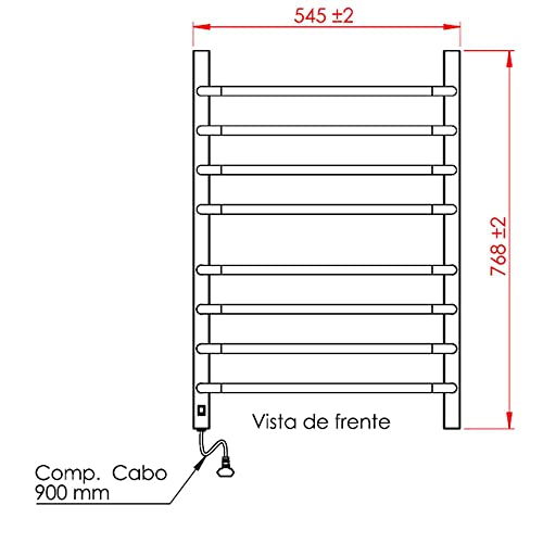 Toalheiro Térmico 220v para 2 Toalhas Fio Lado Direito Cromado
