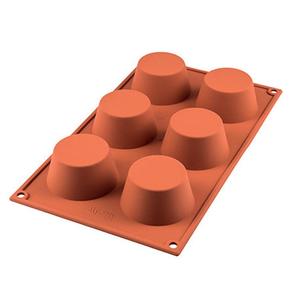 silikomart | SF0023 Silicone Mould for MUFFIN Monoportions, non-stick, 6 cavities, Pack of 1 Cake Mould, Ø 69 h 35 mm, Made in Italy, Terracotta