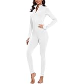VUTRU Long Sleeve Jumpsuit for Women One Piece Fleece Romper Zip Front Workout Bodycon Full Body Yoga Jumpsuits