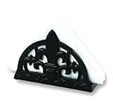 Old Dutch Jet Black Fleur De Lis Napkin Holder, 7-1/4 by 2-1/4 by 4-3/4-Inch