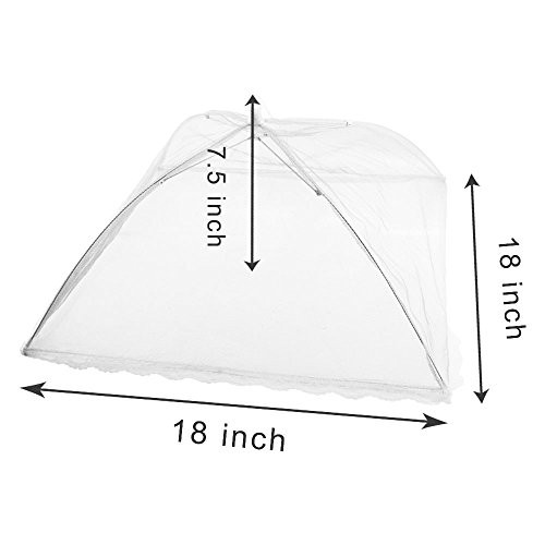 SBYURE 18"x18" Large Size Color Pop-Up Mesh Food Cover Tents Umbrella for Outdoors, Screen Tents Protectors For Bugs, Parties Picnics, BBQs, Reusable and Collapsible,4PACK(whitex2,bluex2)