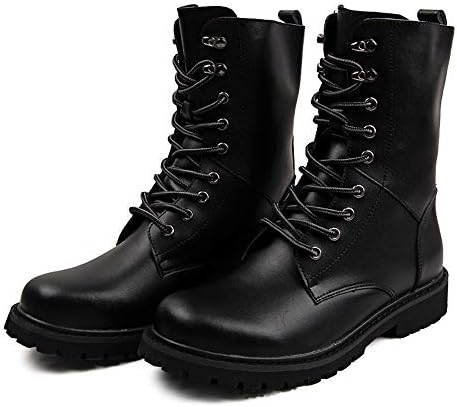 ALLAK Mens Work Boots Round Toe Leather Insulated Construction Non-Slip Work Shoes High Top Work Safety Shoes Martin Boots