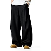 WZIKAI Men's Baggy Wide Leg Pants Zipper Fly Pleated Dress Pants Business Casual Long Trousers with Pocket
