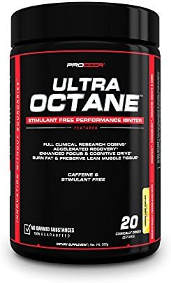 Ultra Octane V2 - #1 NEW Advanced, Clinically Dosed Non Stimulant Caffeine Free Pre Workout & Nitric Oxide Powder *Pick Flavor* 350 grams (20 Servings Mango (V2))