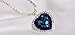 Large Blue Crystal Heart Necklace with Crystal Chain Jewelry Gift Silver Plated