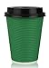 Golden Spoon Infinity 50 Pack Premium Hot Paper Cups with Lids - NO Leaks 100% Spill Proof - Ripple Insulated - No Sleeves Needed - Green (12 Ounce)