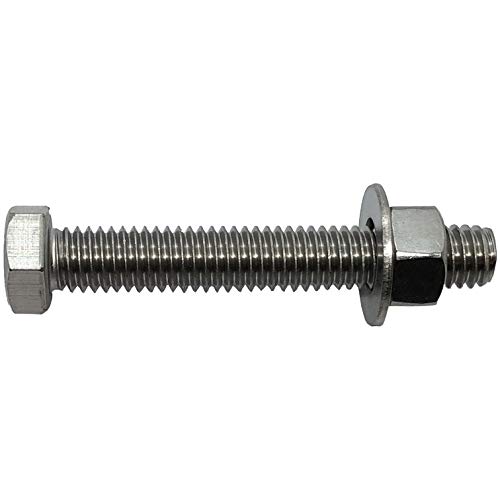 3/8" -16 x 3" - 304-STAINLESS STEEL BOLTS, NUTS & WASHERS - 18-8 HEX HEAD Bolt - 304 Grade. General Purpose (10) Bolts + (10) Nuts + (10) Washers - Thumbnail 2