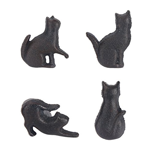 Mochiglory Set of 4 Cat Shape Iron Drawer Pulls Knobs for Cabinet Wardrobe Cupboard
