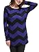Allegra K Women's Zig-Zag Pattern Knitted Relax Fit Tunic Shirt L Black Blue