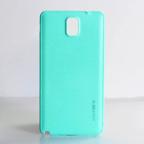 Galaxy Note 3 Back Cover, ANLEY Bubble Pack Series - [Sewn Leather] [Original Fit] Back Battery Cover Plate Replacement for Samsung Galaxy Note3 (Mint Blue) + Free Ultra Clear Screen Protector Film