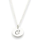 HotMixCold Personalized Circle Initial Necklace, Monogram Charm Necklace