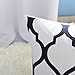 PONY DANCE Throw Pillow Cover - Square Cotton Embroidery Pillow Case Handmade Euro Sofa Cushion Cover for Couch Invisible Zipper Design,18 x 18 inch, Moroccan Quatrefoil Waves, Navy Mix White