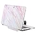 MOSISO Compatible with MacBook Air 13 inch A1466 / A1369 (Older Version Release 2010-2017), PU Leather Book Folio Protective Stand Cover Sleeve, Pink Marble